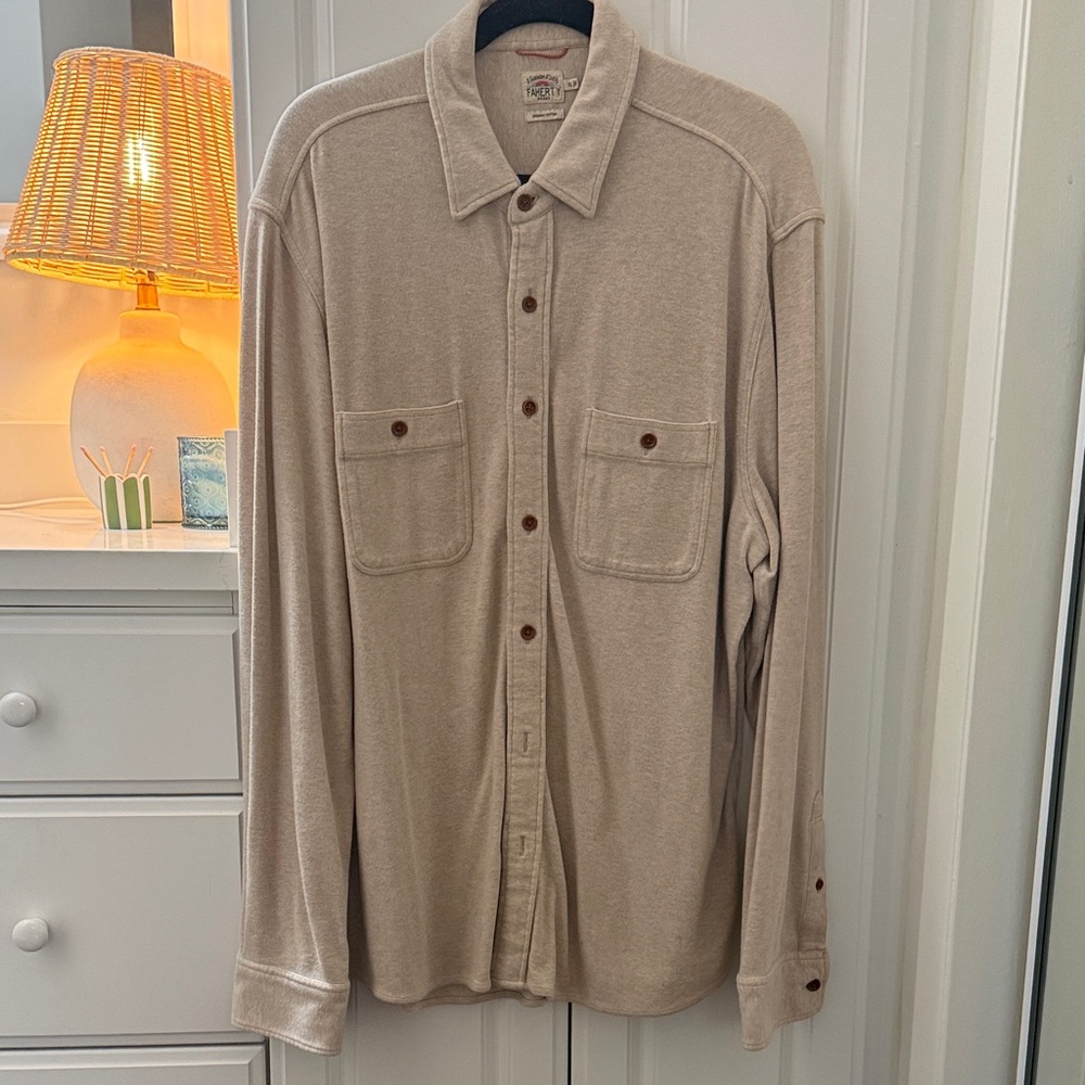 Faherty Beige Casual Button Down Shirt
